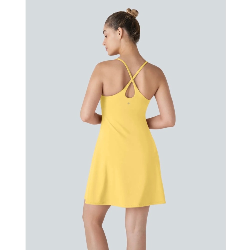 Halara Everyday Activity Dress Yellow Crossback Athletic Tennis Dress Small Long - Picture 3 of 14